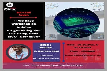 Workshop on Arduino Programming and IOT using Node MCU ESP8266