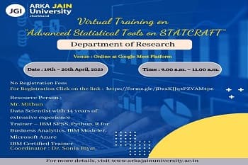 Virtual training On “Advanced Statistical Tools On Statcraft”